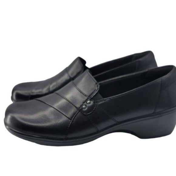 Clarks Slip On Shoes Black Work Clogs Comfort Cushion Loafer Size 9W 9 Wide - Picture 7 of 9
